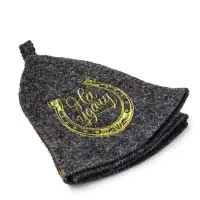 Набор для бани шапка+коврик "На удачу", темный