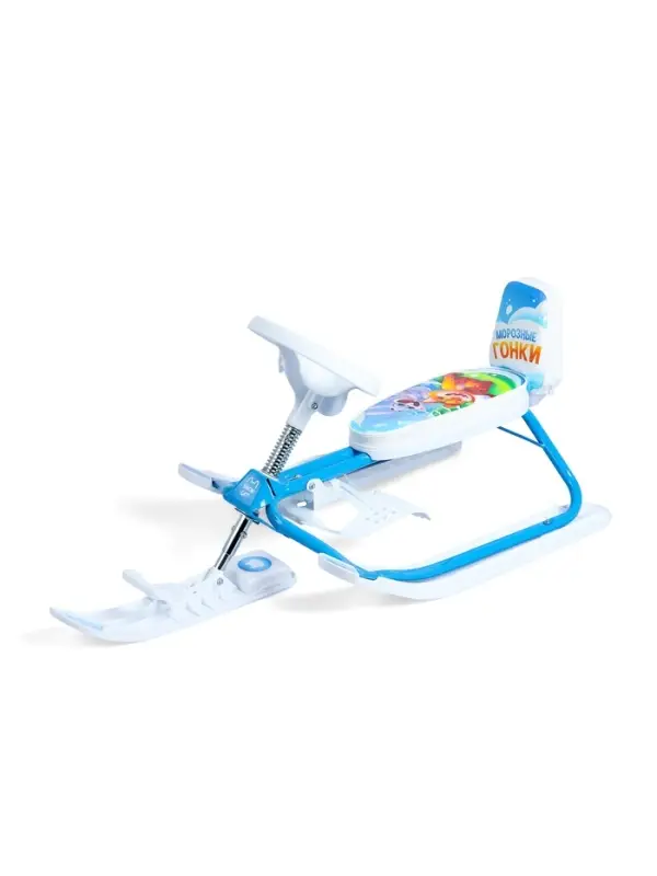 Снегокат растущий &laquo;Морозные гонки&raquo; Snow Cat, со спинкой, белый, голубой