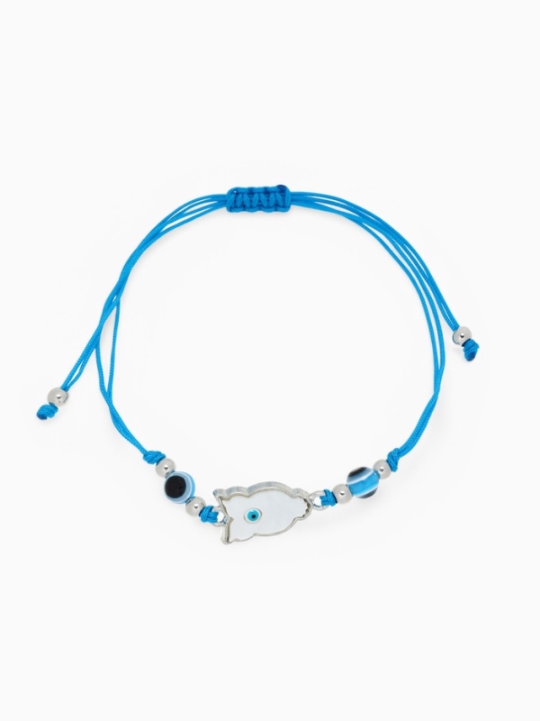 Браслет-оберег «Сова» на нити, мудрость, глазик, цвет голубой в серебре
