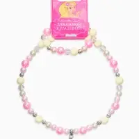 Набор детский &laquo;Выбражулька&raquo; 2 предмета: бусы, браслет d=6 см. сердце, розовый в серебре