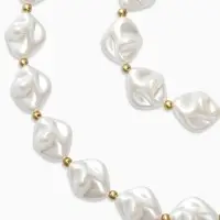 Набор 2 пред-та: бусы,браслет "Жемчуг барочный", ромб, 40/18см, цвет белый в золоте Набор 2 пред-та: бусы,браслет "Жемчуг барочный", ромб, 40/18см, цвет белый в золоте