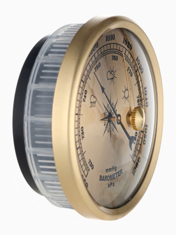 Барометр механический, настенный,d= 7см, золотая рамка