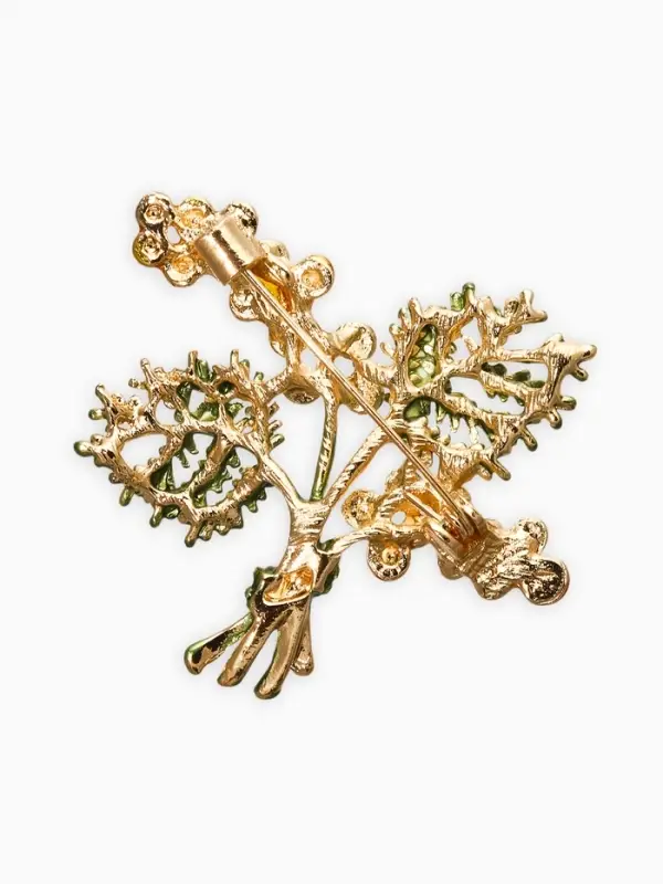 Брошь "Цветы Мимозы", цвет жёлто-зелёный в золоте