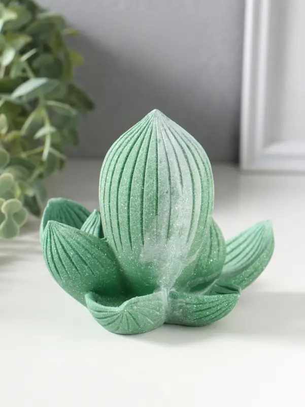 Сувенир полистоун "Лотос и Ганеша" зелёный 12,5х12,5х11 см