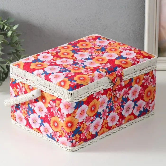 Шкатулка для рукоделия и шитья &laquo;Японский сад&raquo;, хранение ниток, иголок, мелочи, 19&times;26&times;14.5 см