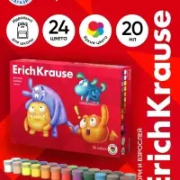 Гуашь 24 цвета по 20 мл, ErichKrause Jolly Friends, в картонной коробке