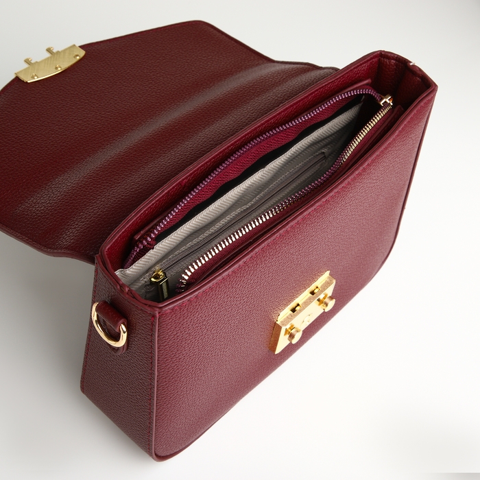 Сумка женская на клапане, TEXTURA, маленький размер, цвет бордовый Сумка женская на клапане, TEXTURA, маленький размер, цвет бордовый