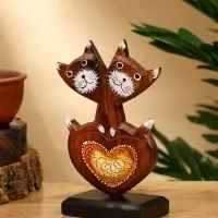 Сувенир "Кошачья парочка" дерево 8х5х15 см, цв. коричневый