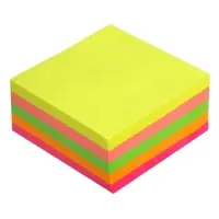 Блок с липким краем, 76&times;76 мм, 400 листов, флуоресцентные, 5 цветов, МИКС