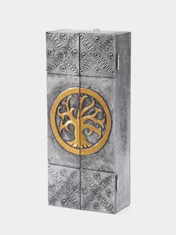 Ключница "Древо" (6 крючков) 14х7х32 см, МДФ, цв. серебро