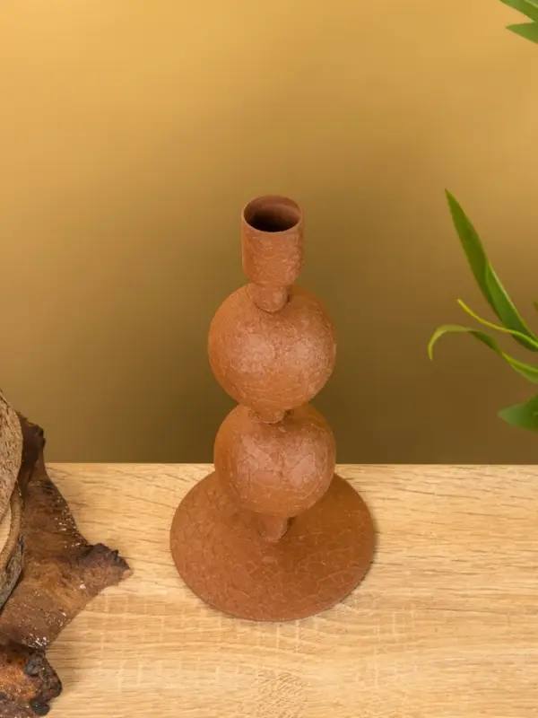 Подсвечник на 1 свечу «Бисквит», с 2 сферами, 8.5×8.5×18 +/- 1 см