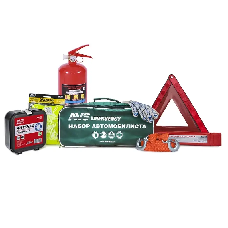 Набор автомобилиста 7 предметов AVS AN-02G (зеленая сумка)
