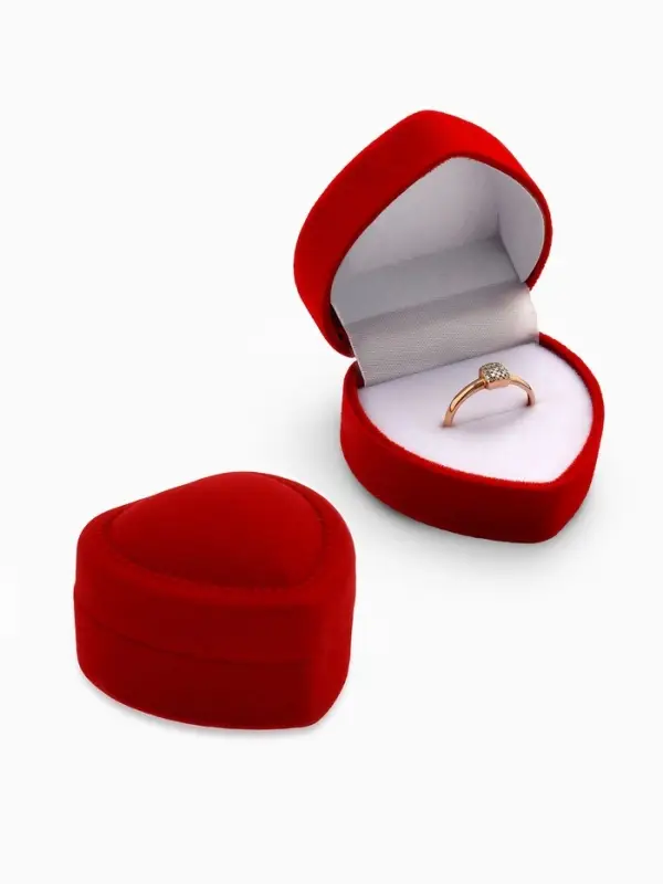 Футляр под кольцо, серьги &laquo;Сердце с рамкой из точек&raquo;, бархатный, 5&times;5 см (&plusmn;0.5 см ), красный