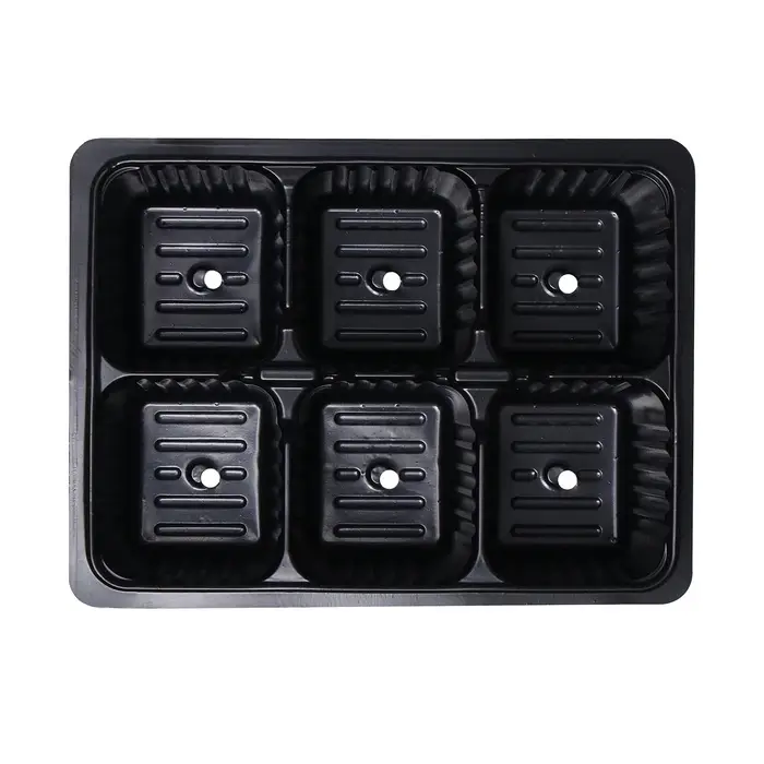 Кассета для рассады, 6 ячеек по 120 мл, пластик, чёрная, 18&times;13&times;6 см, набор 10 шт., Greengo