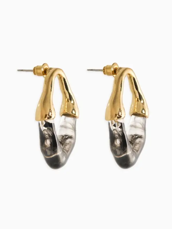 Серьги акрил "Столоктиты", цвет чёрный прозрачный в золоте