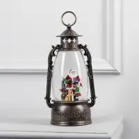 Светодиодная фигура &laquo;Фонарь с Дедом Морозом&raquo; 15&times;30&times;12.5 см, пластик, от батареек ААх3, USB, свечение тёплое белое