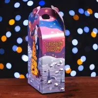 Подарочная новогодняя коробка «Фантазия» в фиолетовом, упаковка, 11.1×5.8×20.5 см