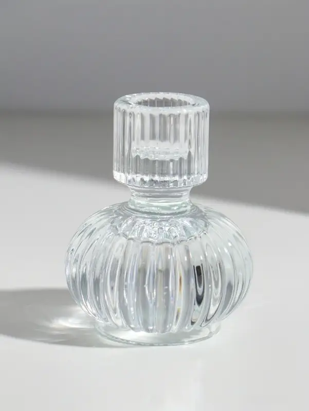 Подсвечник стекло на 1 свечу двусторон "Кластер" прозрачный d=2,5 см и 4 см 7,5х7,5х8,5 см   1097361