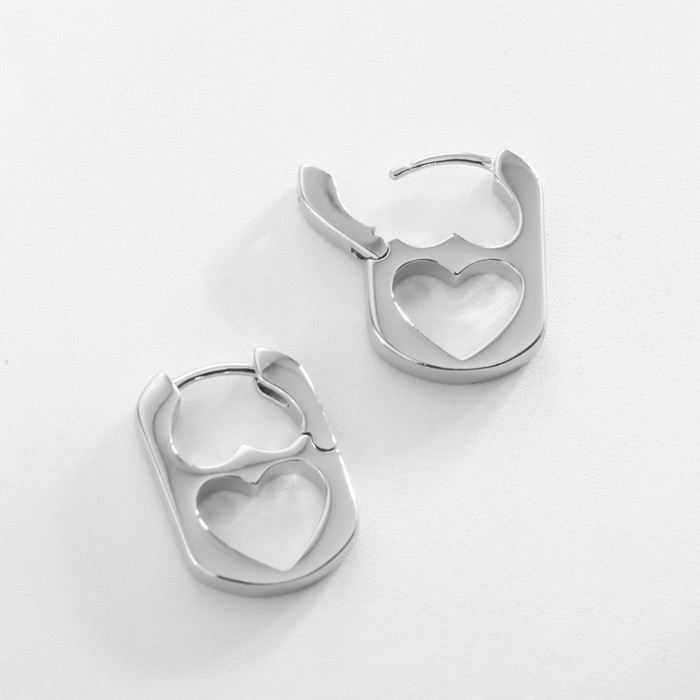 Серьги металл XUPING сердце, трафарет, цвет серебро Серьги металл XUPING сердце, трафарет, цвет серебро