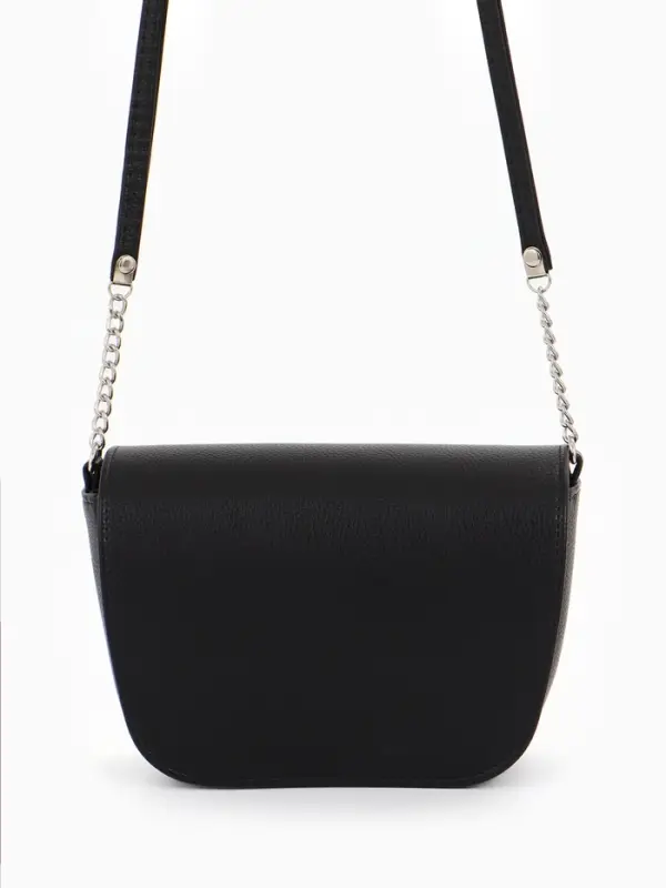 Сумка женская мессенджер TEXTURA на магните, 15&times;6&times;13 см, чёрная