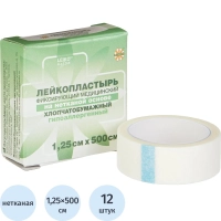 Лейкопластырь 1,25х500см нетканый в картоне LEIKO, 12 шт/уп