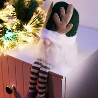 Светодиодная фигура &laquo;Гном зеленая шапочка&raquo; 33 см, текстиль, 1 LED, от батареек AG10&times;3, свечение тёплое белое