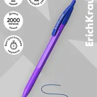 Ручка шариковая автоматическая ErichKrause R-301 Neon Matic, узел 0.7 мм, чернила синие, длина линии письма 2000 метров, МИКС