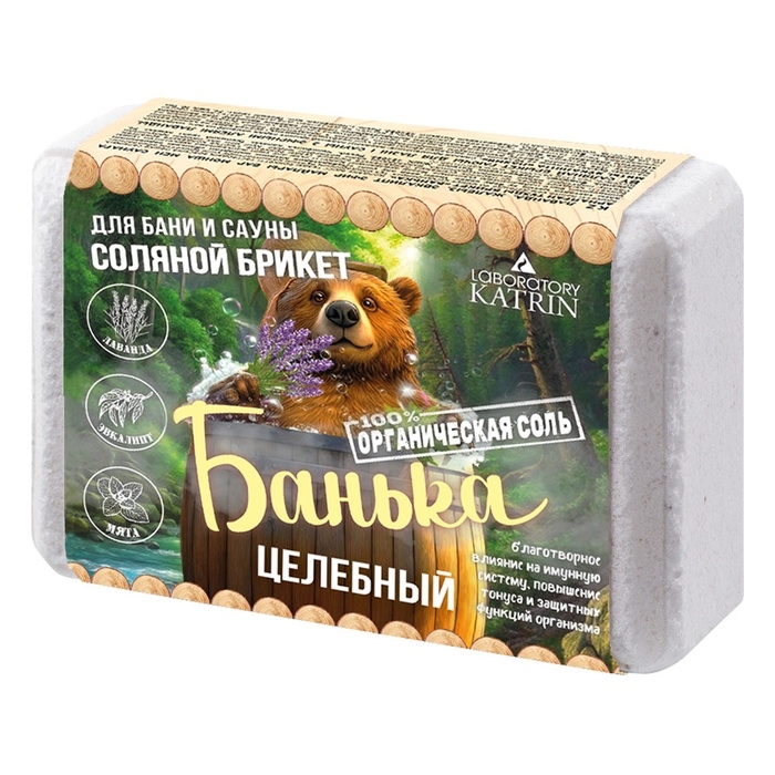 Соляной брикет для бани  Соляной брикет для бани "Банька" целебный, 1300 г
