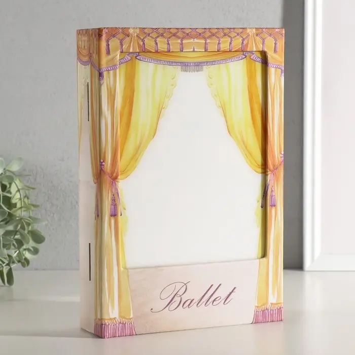 Шкатулка - книга световая &laquo;Балерина&raquo;, дерево, искусственная кожа, 28&times;19&times;6 см