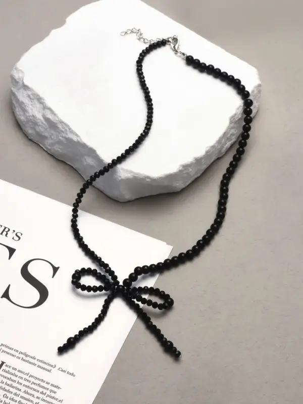 Бусы &laquo;Бантик&raquo;, бусина №4.6, чёрные в серебре, 40 см