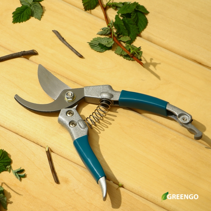 Секатор плоскостной, 8 Секатор плоскостной, 8" (20 см), c пластиковыми ручками, Greengo