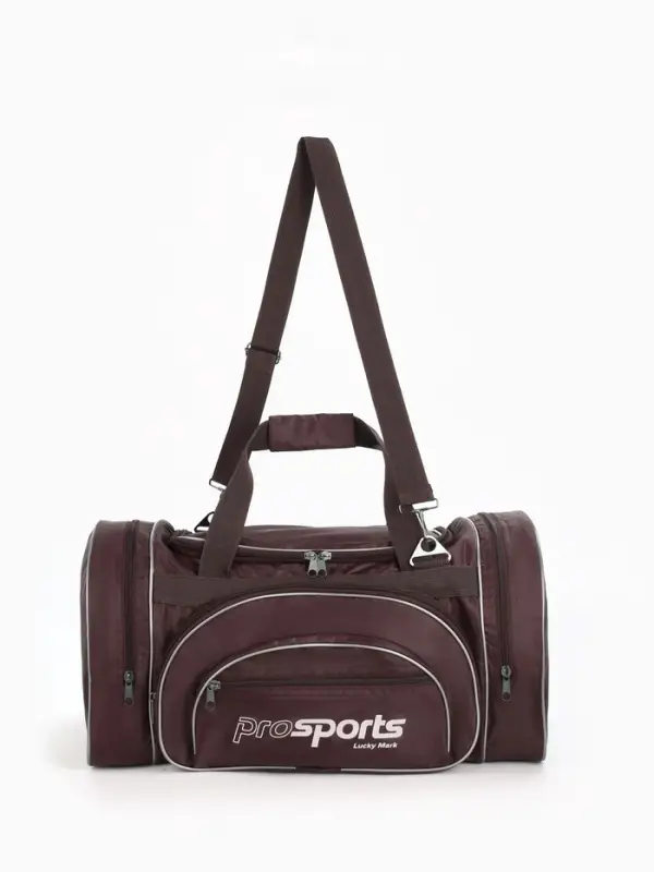 Сумка дорожная на молнии, 4 наружных кармана, длинный ремень, коричневая Сумка дорожная на молнии, 4 наружных кармана, длинный ремень, коричневая