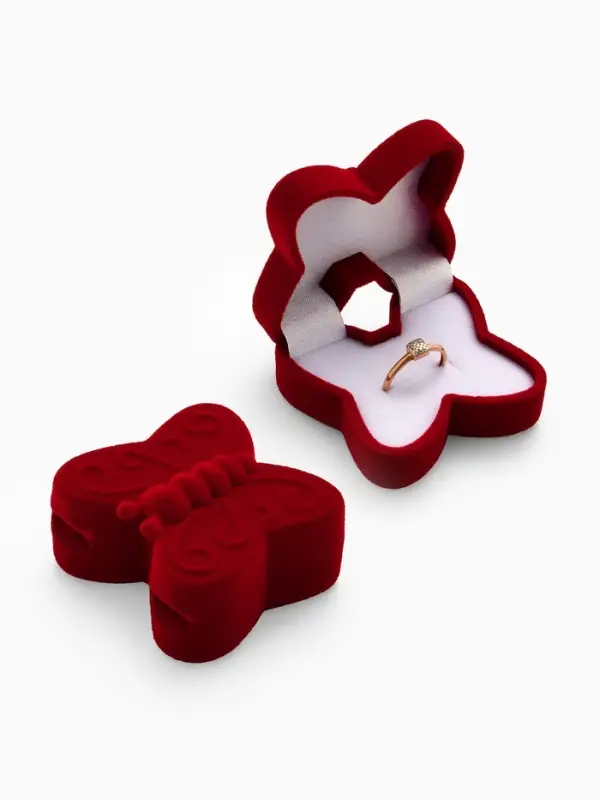 Футляр под серьги, кольцо &laquo;Бабочка&raquo;, бархатный, 5&times;5.5 см, красный