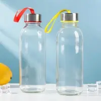 Бутылка для воды &laquo;Лидо&raquo;, 400 мл, h=18 см, стекло, ремешок МИКС
