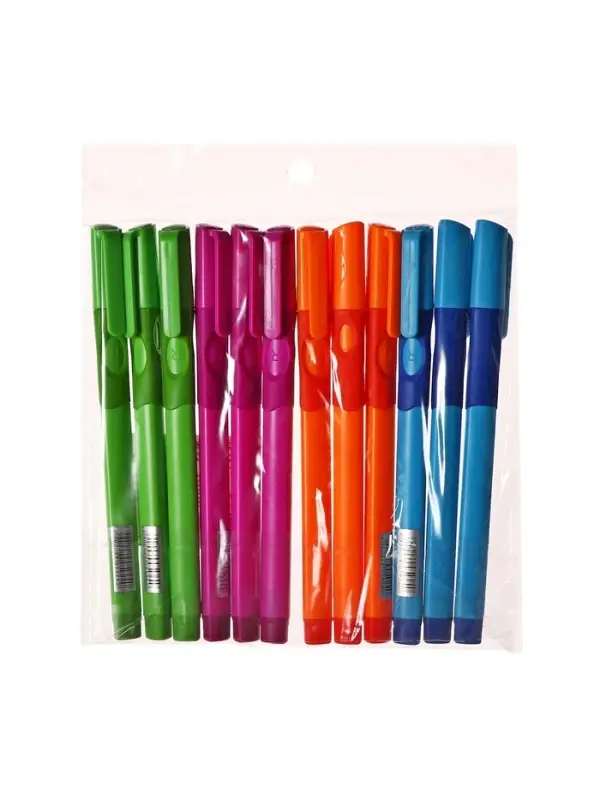 Ручка шариковая, 0.7 мм, стержень синий, корпус с резиновым держателем, МИКС