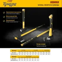 Кувалда кованая ТУНДРА ПРОФИ, обратный всад, длинная фиберглассовая 3К рукоятка 90 см, 4 кг