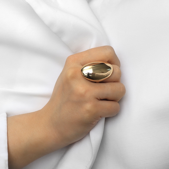 Кольцо металл «Тренд» овал крупный, глянец, цвет золото, размер 17