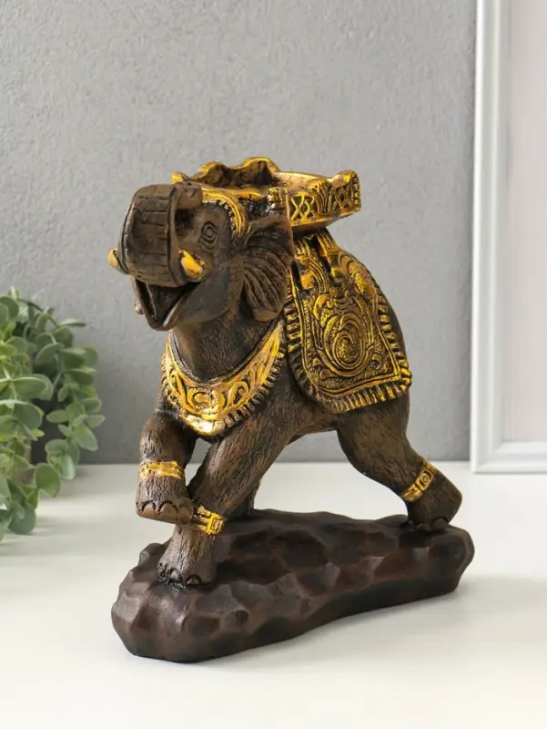 Копилка для денег &laquo;Слон счастья&raquo;, гипс под золото, 27&times;30&times;19 см