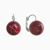Серьги пластик "Шар №16" с разводами и блёстками, цвет бордовый в серебре