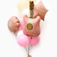 Воздушные шары "Розовая гитара" фольга, латекс, набор 12 штук