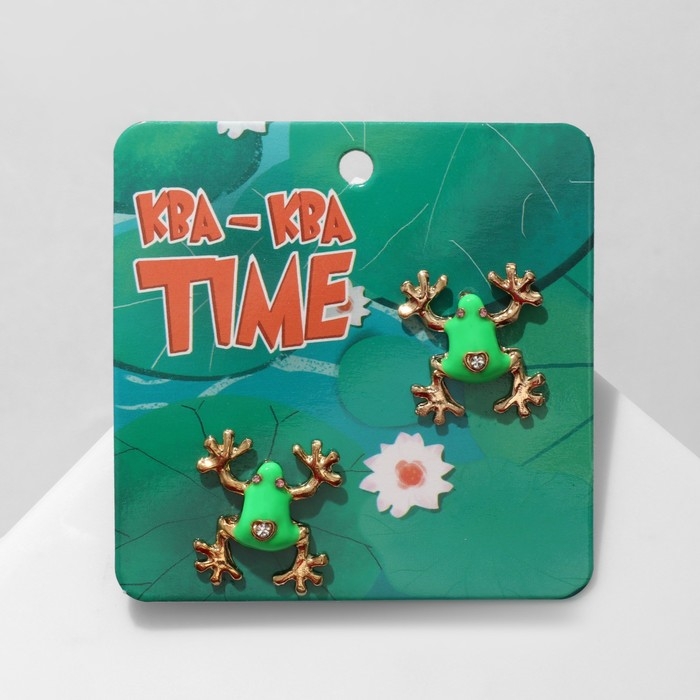 Серьги эмаль «Лягушки» с пальчиками, цветные в золоте Серьги эмаль «Лягушки» с пальчиками, цветные в золоте