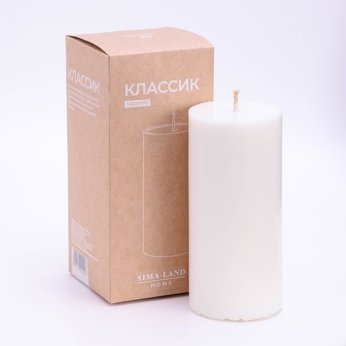 Свеча-цилиндр гладкая, 7х15см, пальмовый воск, белая, Sima Home Свеча-цилиндр гладкая, 7х15см, пальмовый воск, белая, Sima Home
