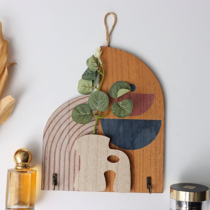 Крючки декоративные дерево Крючки декоративные дерево "Абстракция с цветком" 1,5х19,5х23,5 см