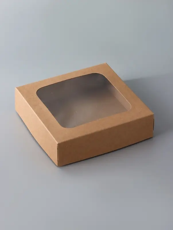 Коробка складная, с окном, крафт, 15 х 15 х 4 см Коробка складная, с окном, крафт, 15 х 15 х 4 см