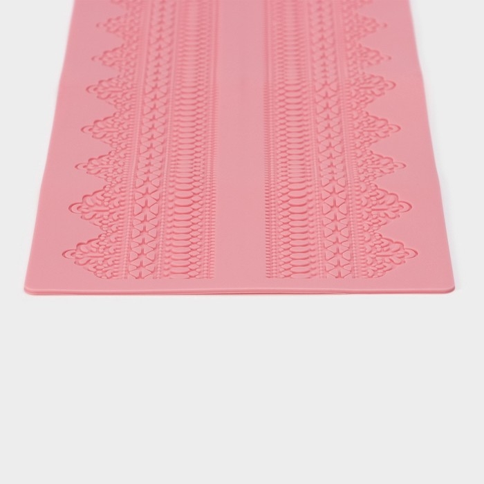 Коврик для айсинга Доляна «Кружево», силикон, 38,7×16,5 см, цвет розовый Коврик для айсинга Доляна «Кружево», силикон, 38,7×16,5 см, цвет розовый