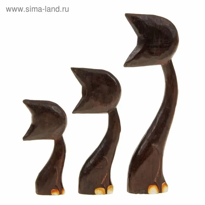 Сувенир дерево "Кошки белые ушки. Любопытство" набор 3 шт h=13, 19, 28 см