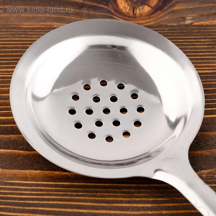 Шумовка для казана узбекская 45см, диаметр 12см, с деревянной ручкой Шумовка для казана узбекская 45см, диаметр 12см, с деревянной ручкой