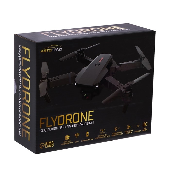 Квадрокоптер на радиоуправлении FLYDRONE, камера 1080P, барометр, Wi-Fi, 2 аккумулятора, цвет чёрный Квадрокоптер на радиоуправлении FLYDRONE, камера 1080P, барометр, Wi-Fi, 2 аккумулятора, цвет чёрный
