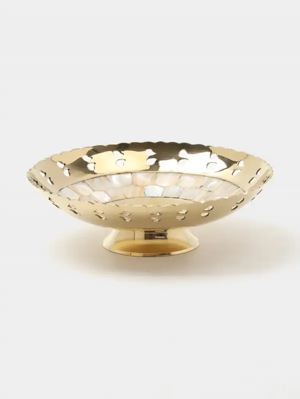 Чаша &laquo;Золотой павлин&raquo;, 16.5&times;16.5&times;5 см, латунь с перламутром
