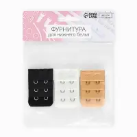 Застёжка для бюстгальтера, удлинитель, 3 ряда 2 крючка, 3.2×5 см, 3 шт.